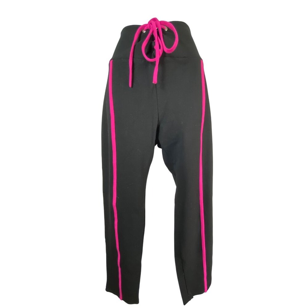 Fashion Nova Black Pink Trim Leggings‎ Pants Sexy Stretch Athleisure Large Y2K
